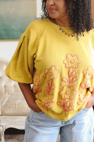 Lola French Terry Embroidered Top