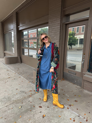 Quincy Floral Velvet Long Duster