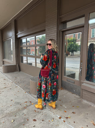 Quincy Floral Velvet Long Duster