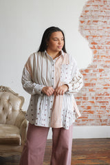 Verena Mixed Stripe Button Down Tunic