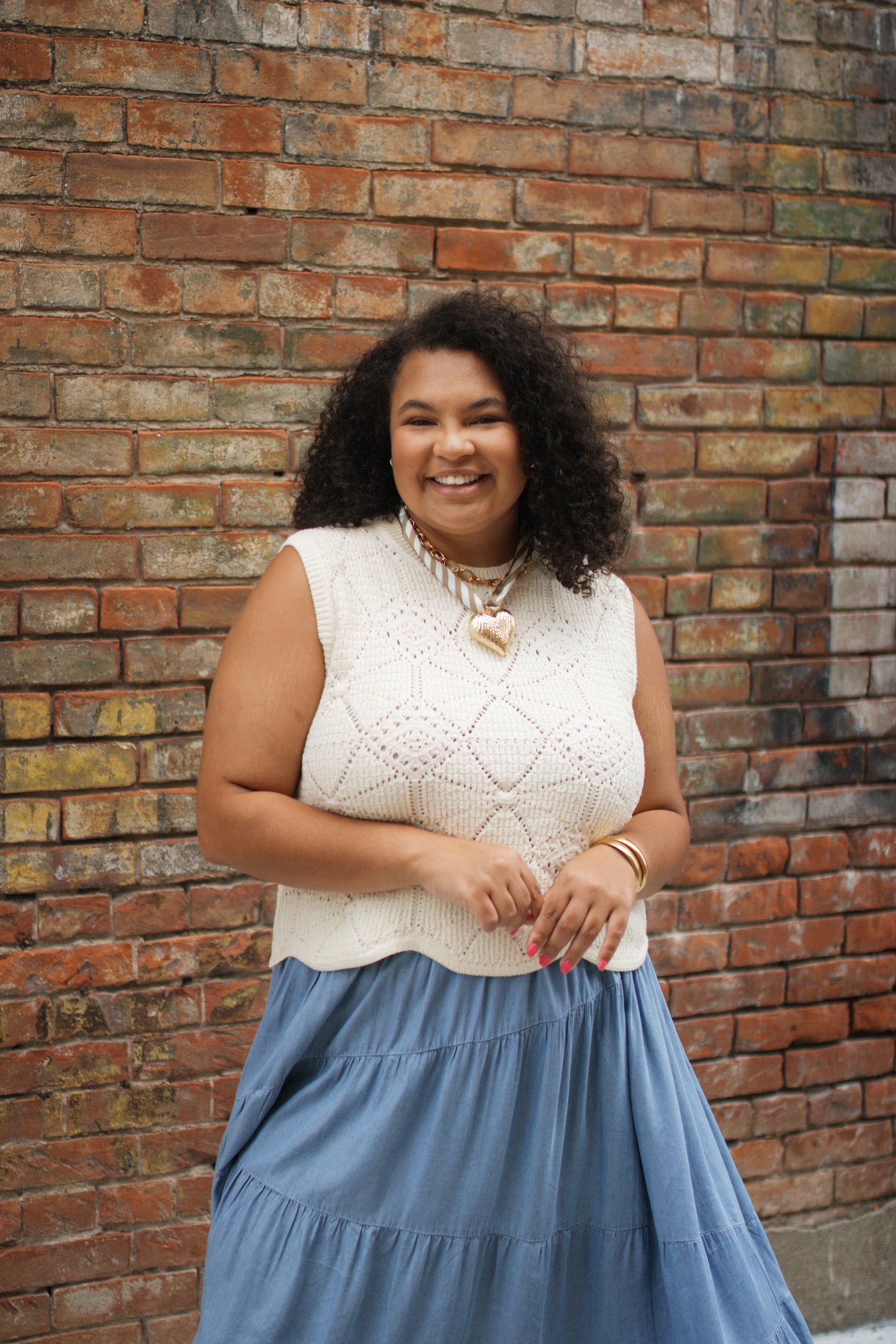 Amelia Textured Knit Sweater Vest