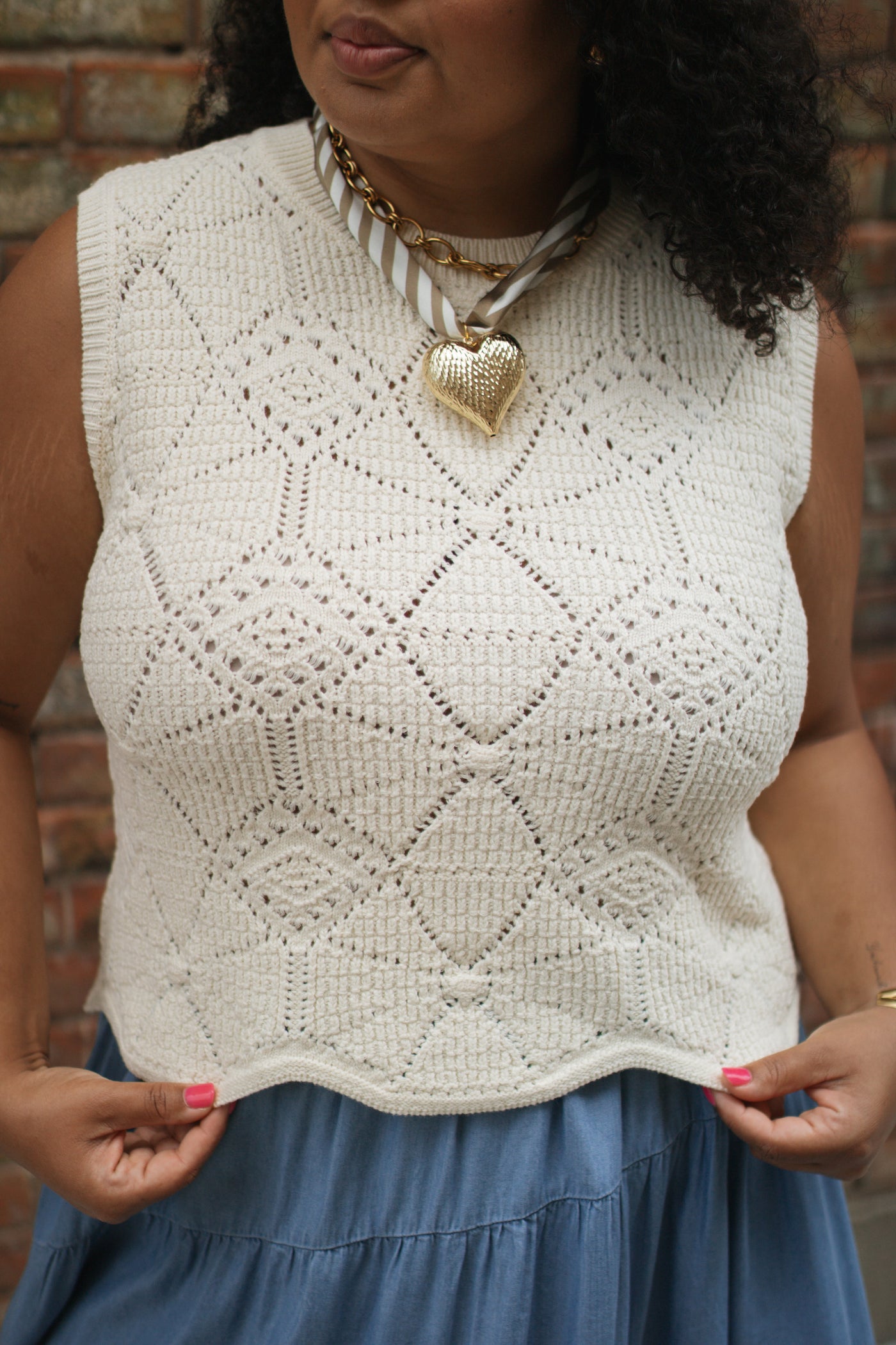 Amelia Textured Knit Sweater Vest