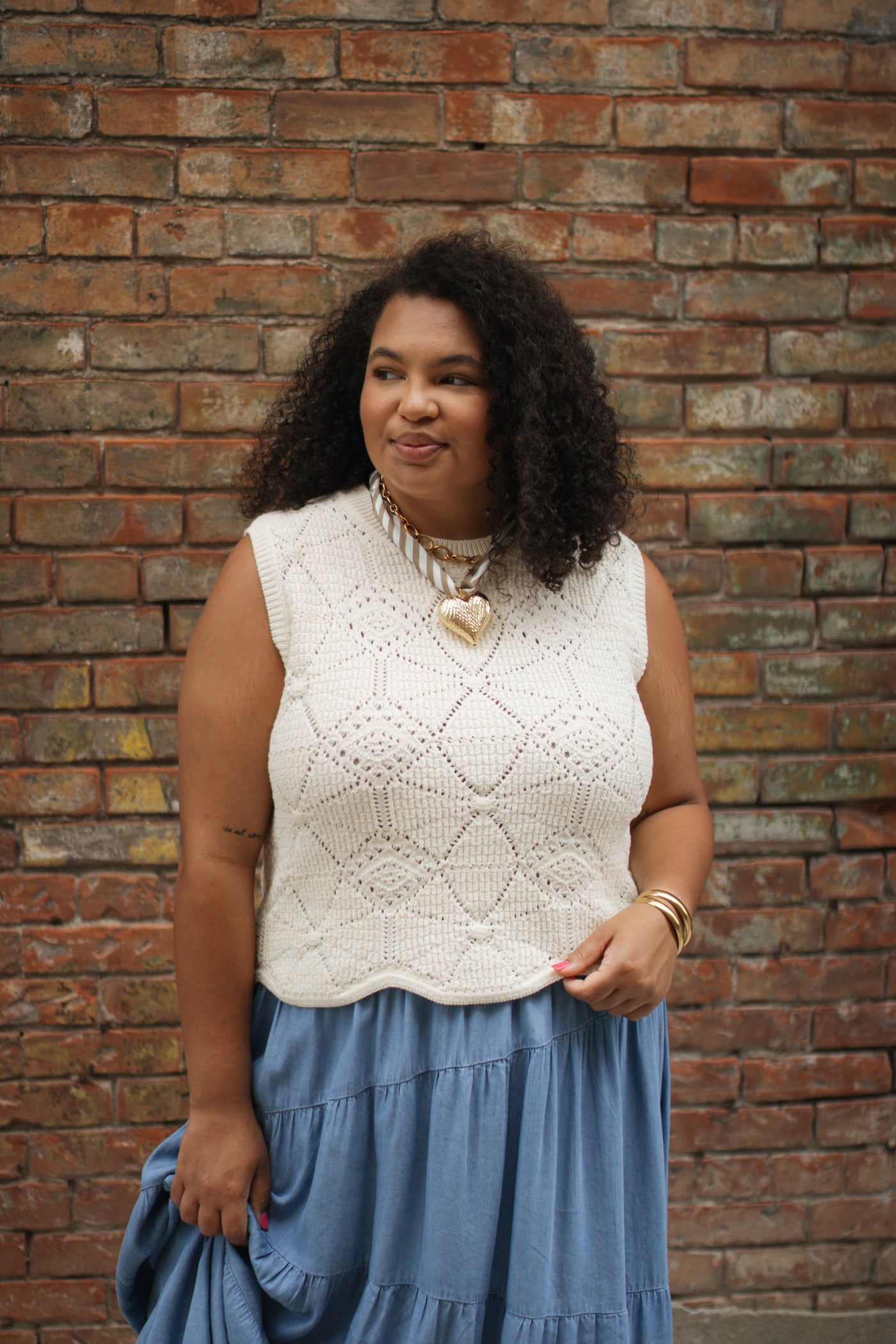 Amelia Textured Knit Sweater Vest