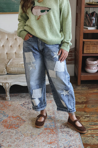 Briar Patchwork Barrel Jeans