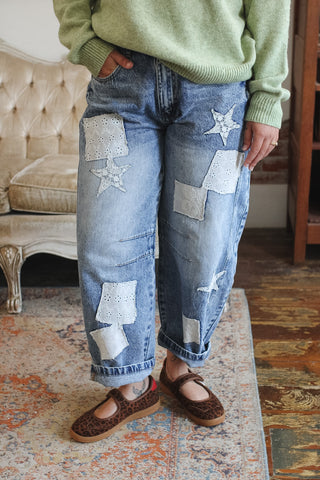 Briar Patchwork Barrel Jeans