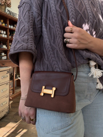 Bailey Faux Suede Buckle Shoulder Bag | Coffee