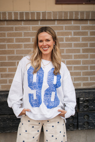Mickey Faded Varsity Pullover Sweatshirt | Blue