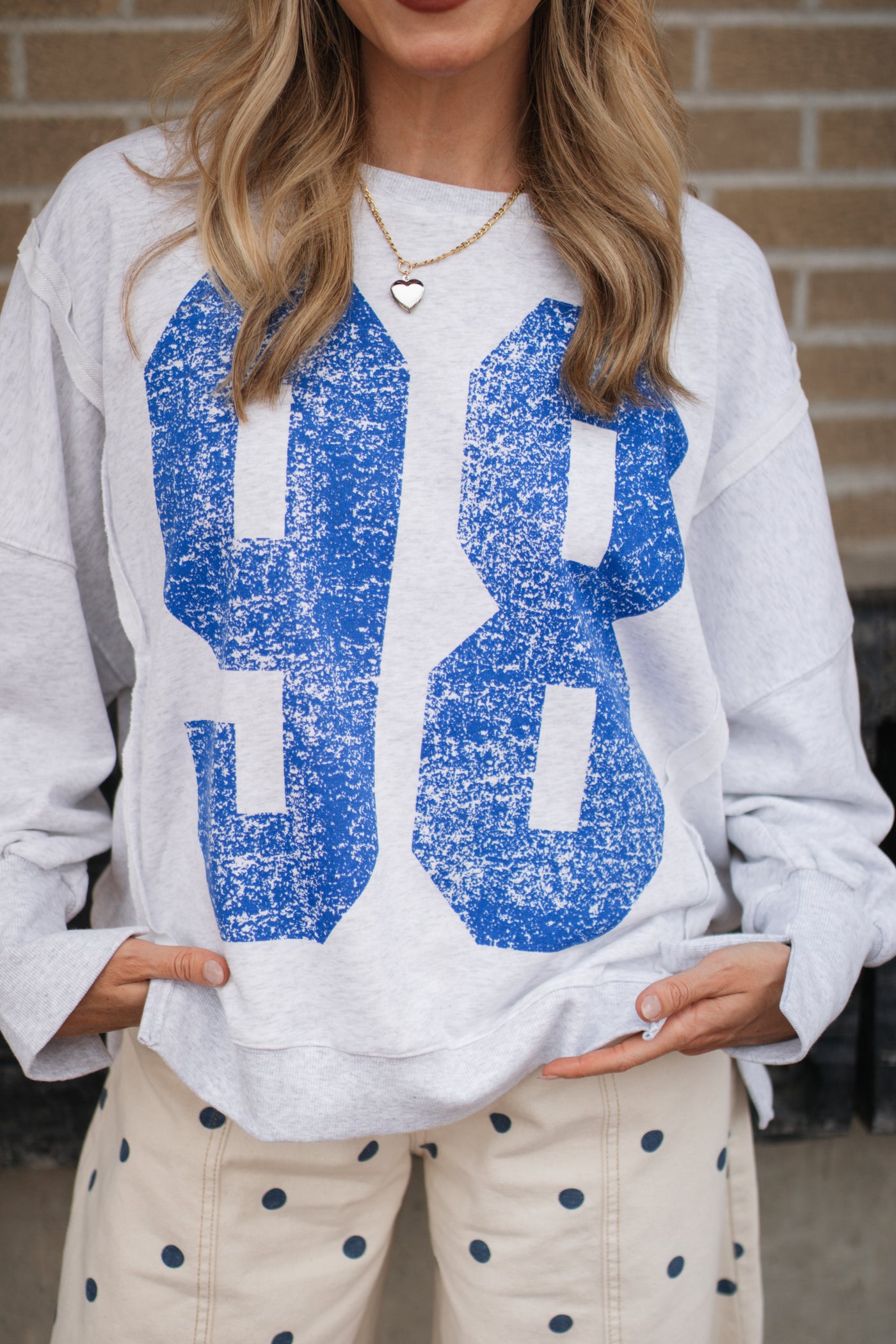 Mickey Faded Varsity Pullover Sweatshirt | Blue