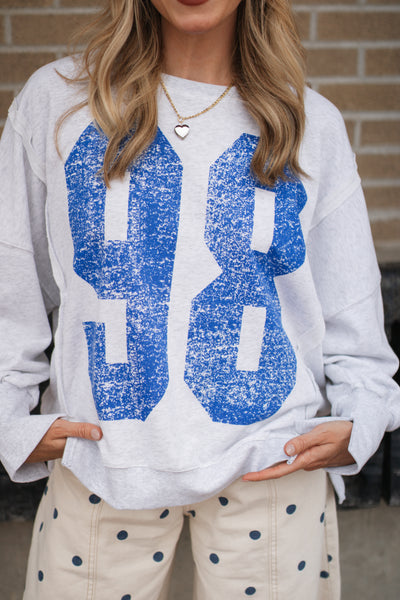 Mickey Faded Varsity Pullover Sweatshirt | Blue