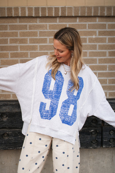 Mickey Faded Varsity Pullover Sweatshirt | Blue