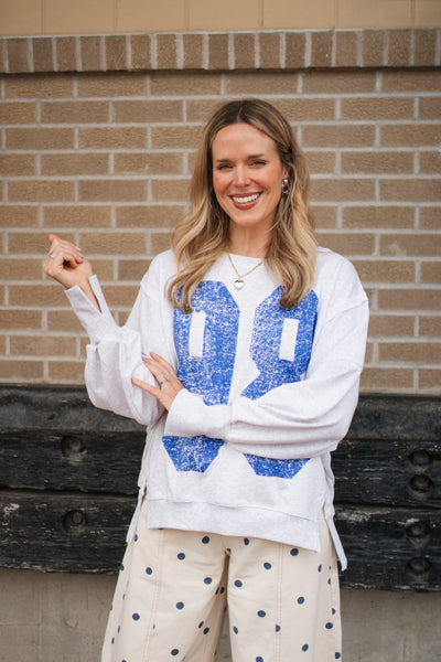 Mickey Faded Varsity Pullover Sweatshirt | Blue