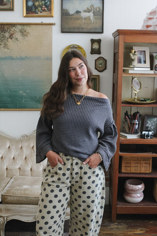 Kenny Waffle Knit Off Shoulder Top