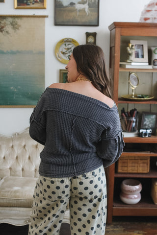 Kenny Waffle Knit Off Shoulder Top