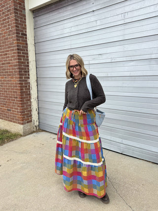 Winnie Rainbow Checked Maxi Skirt