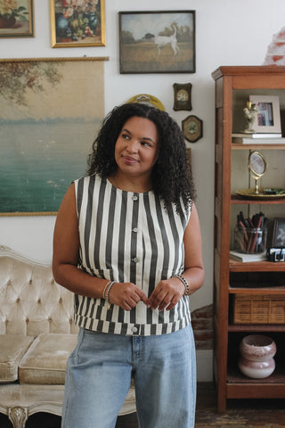 Callie Striped Button Down Vest