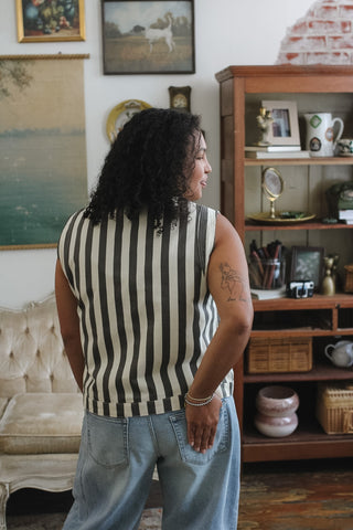 Callie Striped Button Down Vest