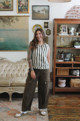 Callie Striped Button Down Vest