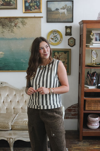 Callie Striped Button Down Vest