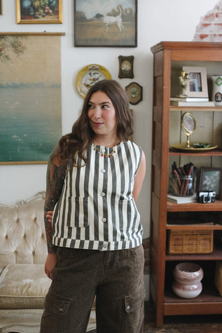 Callie Striped Button Down Vest