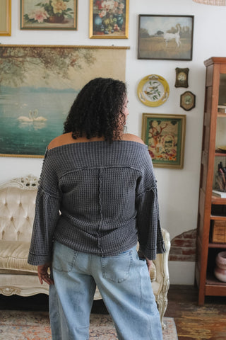 Kenny Waffle Knit Off Shoulder Top