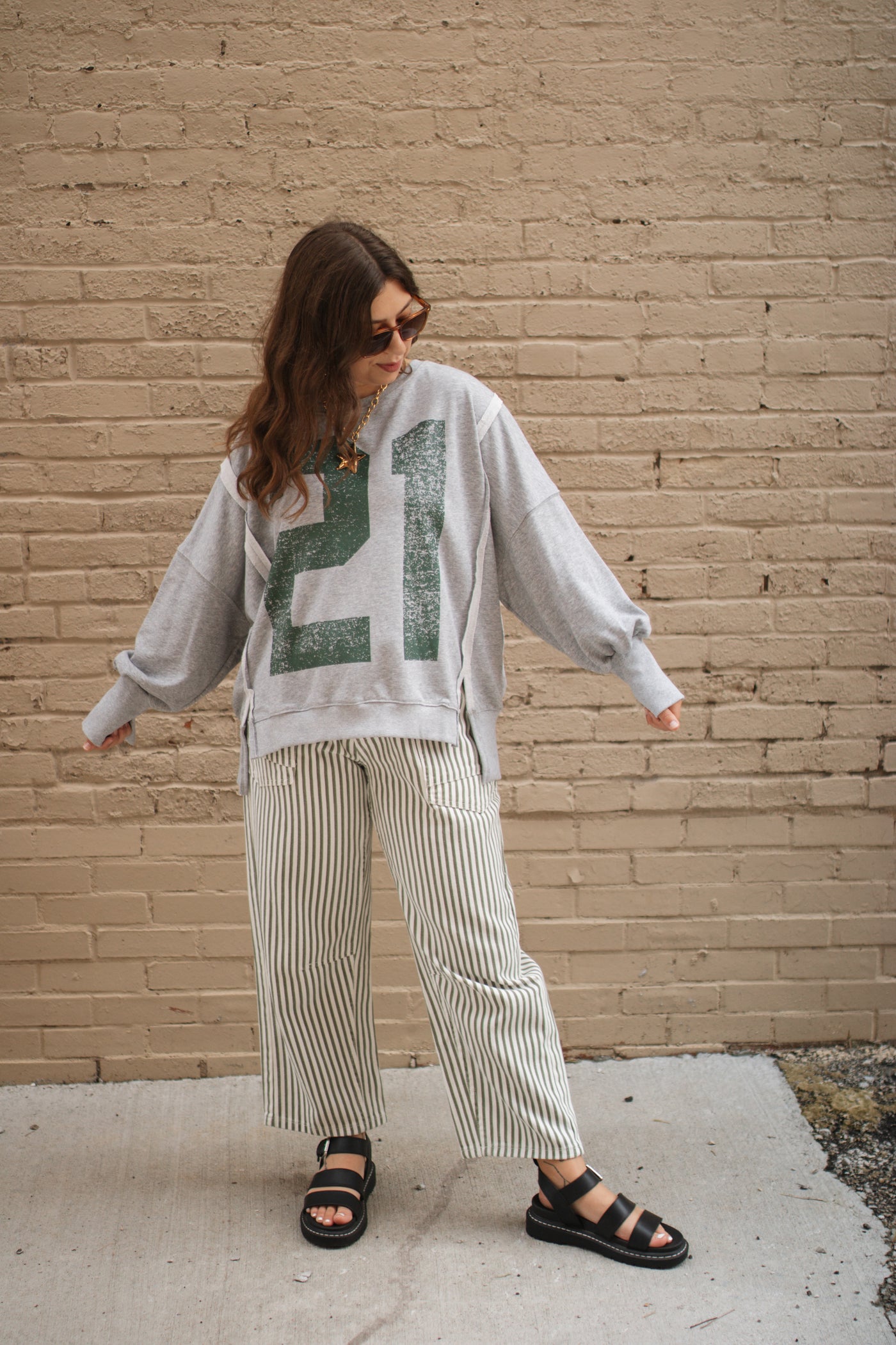 Georgie Striped Drawstring Railroad Jeans
