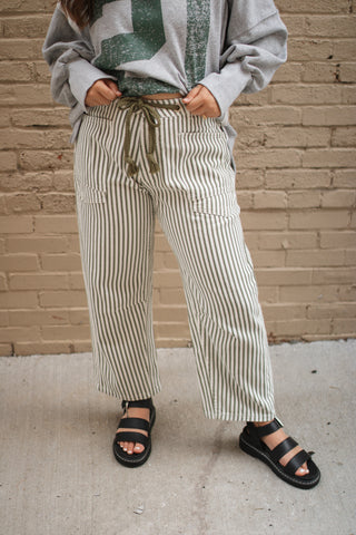 Georgie Striped Drawstring Railroad Jeans