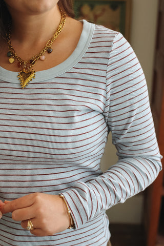 Lilly Ribbed Knit Striped Long Sleeve