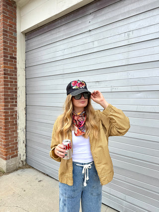 Floral Needlepoint Trucker Hat
