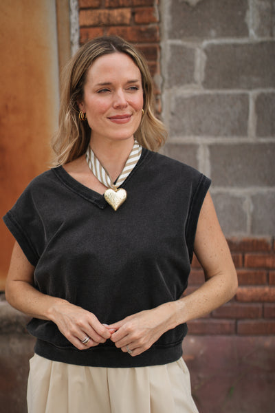 Caroline V-Neck Pullover Vest | Black
