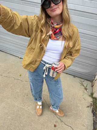 Noa Gingham Bomber Jacket