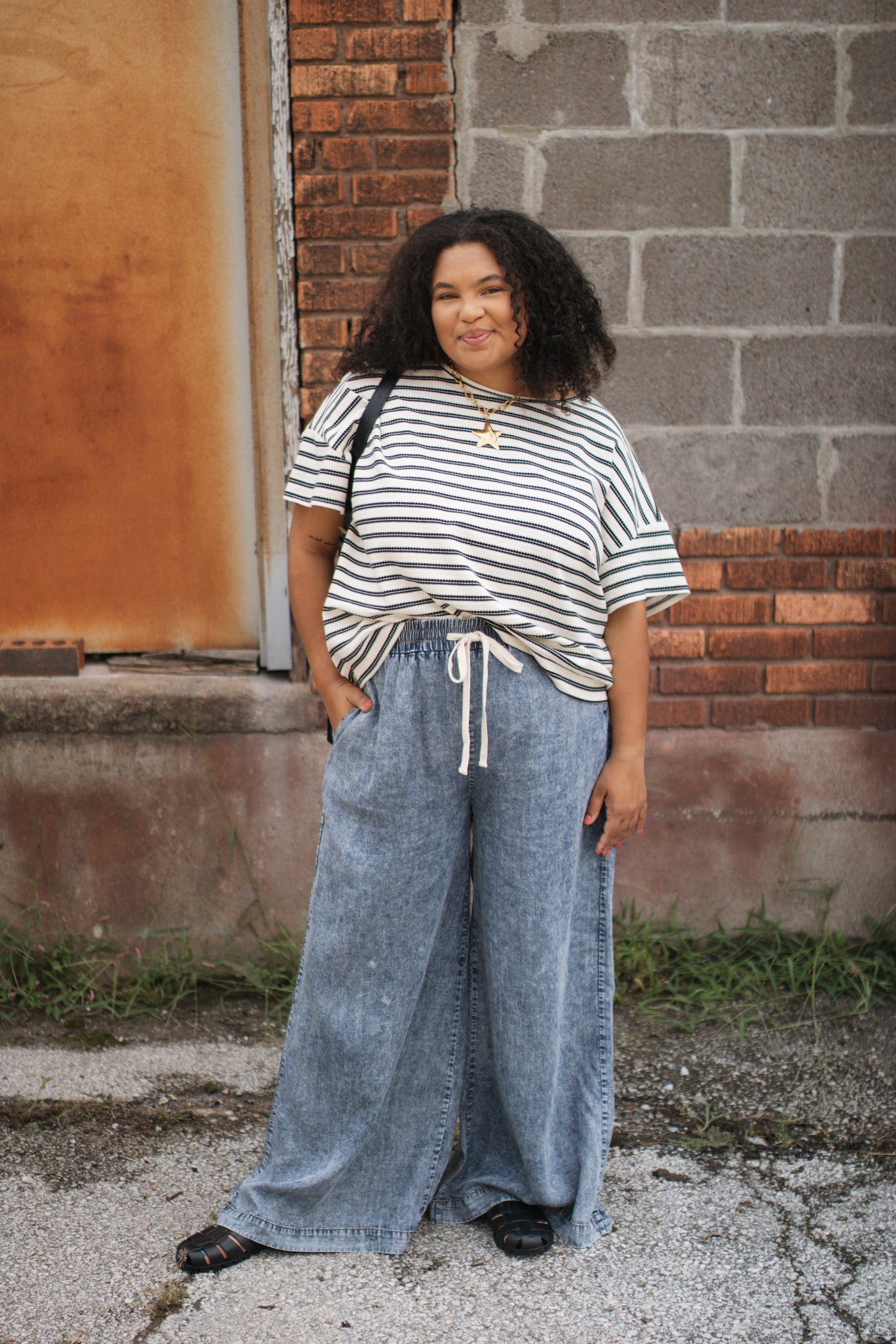 Elodie Mineral Washed Wide Leg Pants
