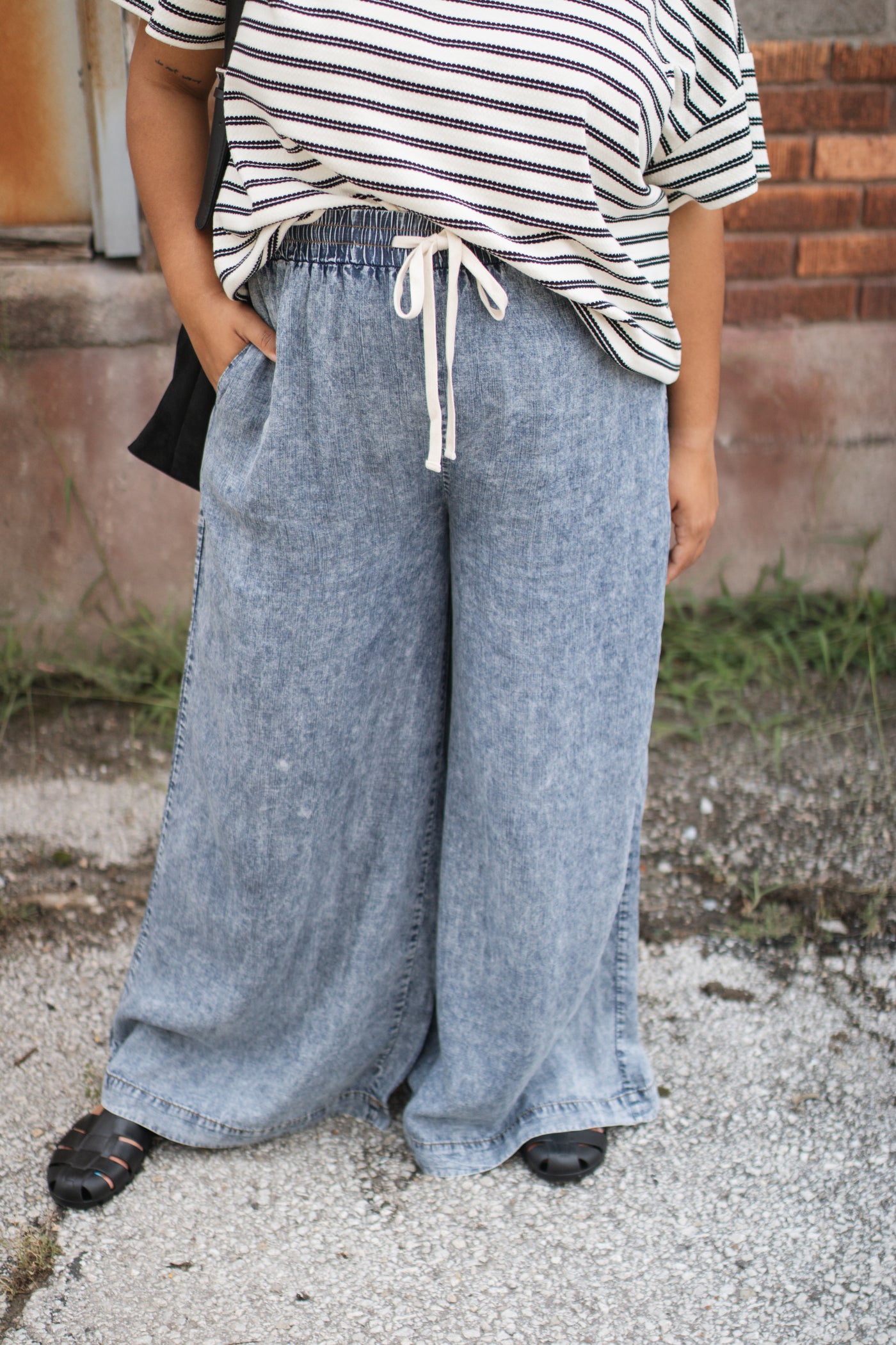 Elodie Mineral Washed Wide Leg Pants