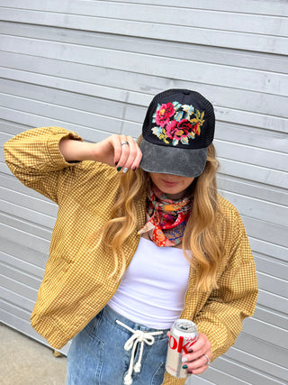 Floral Needlepoint Trucker Hat