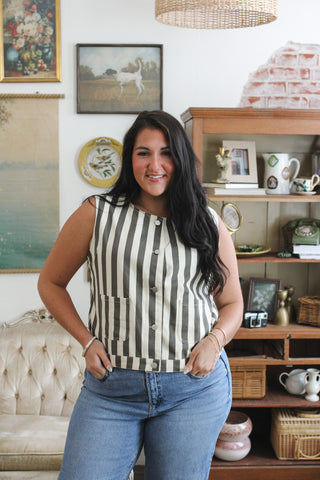 Callie Striped Button Down Vest