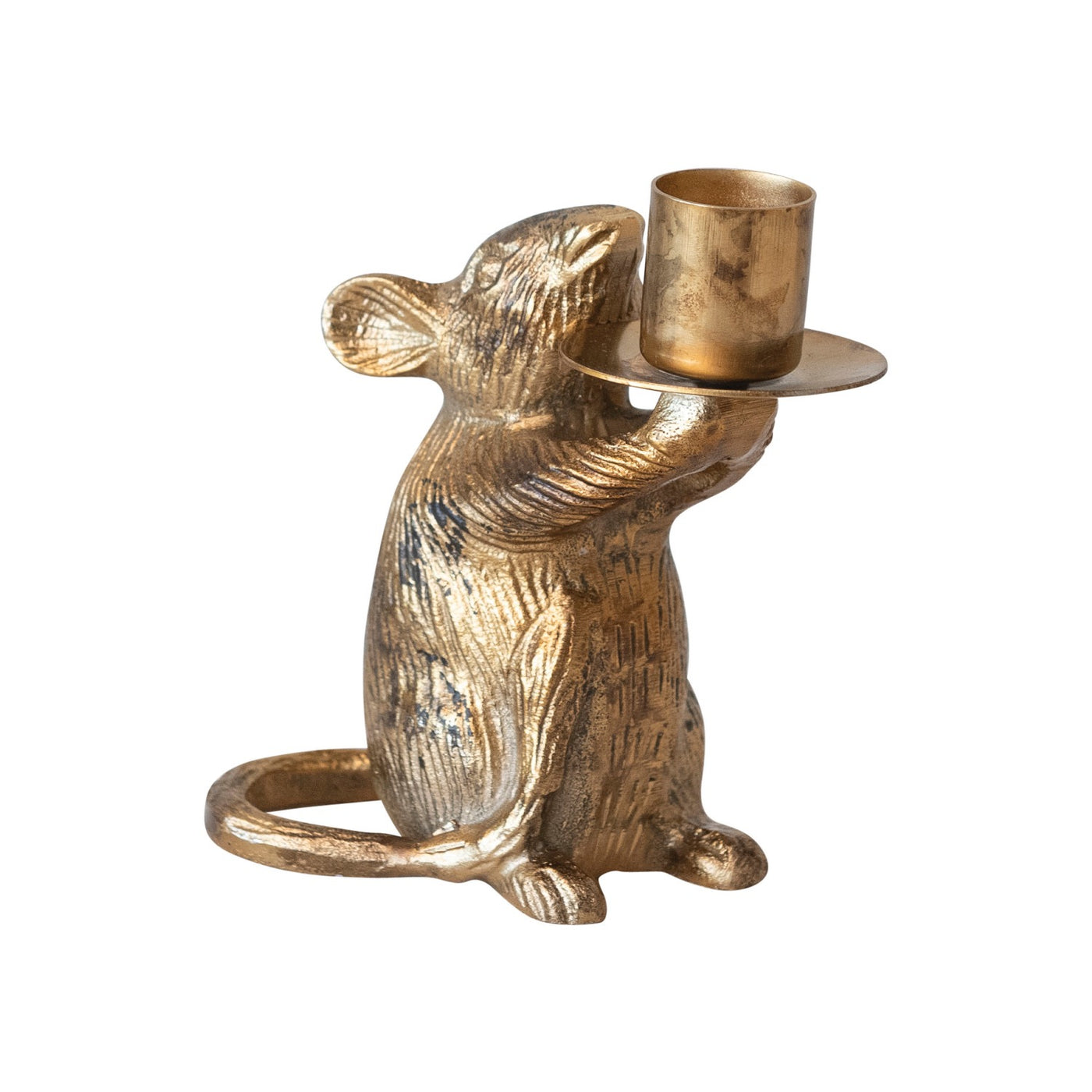 Midnight Mouse Antique Gold Taper Holder