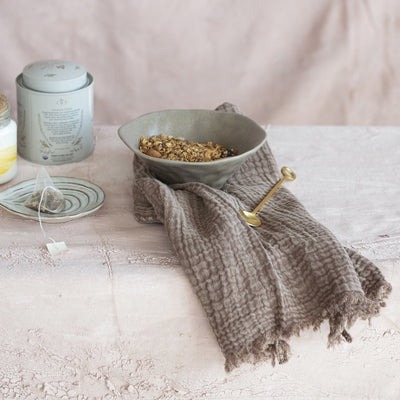 Stonewashed Cotton Waffle Tea Towel | Mocha