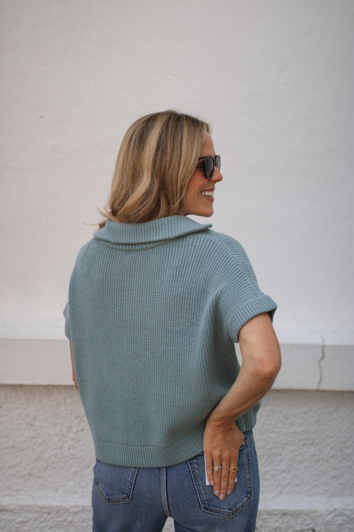Ivy Quarter Zip Short Sleeve Sweater