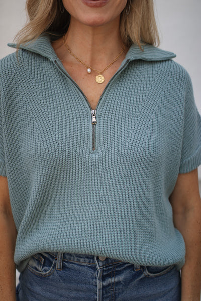 Ivy Quarter Zip Short Sleeve Sweater