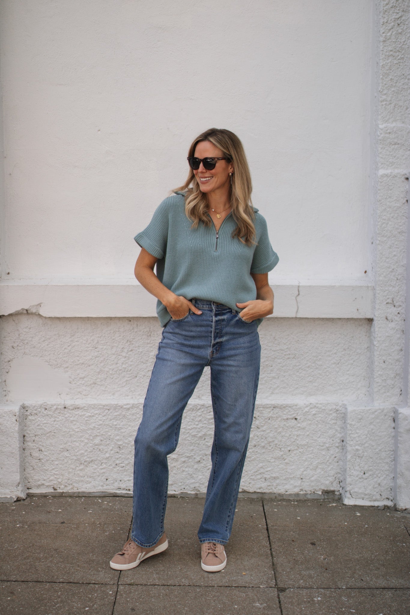 Ivy Quarter Zip Short Sleeve Sweater
