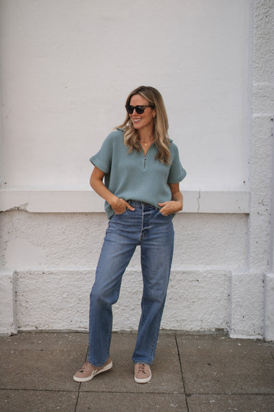 Ivy Quarter Zip Short Sleeve Sweater