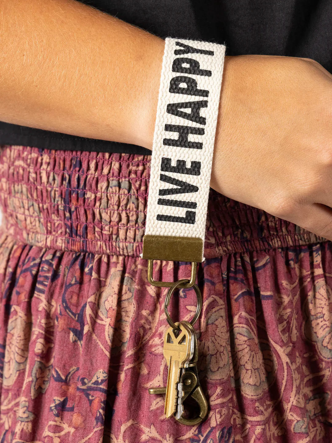 Live Happy Canvas Key Chain