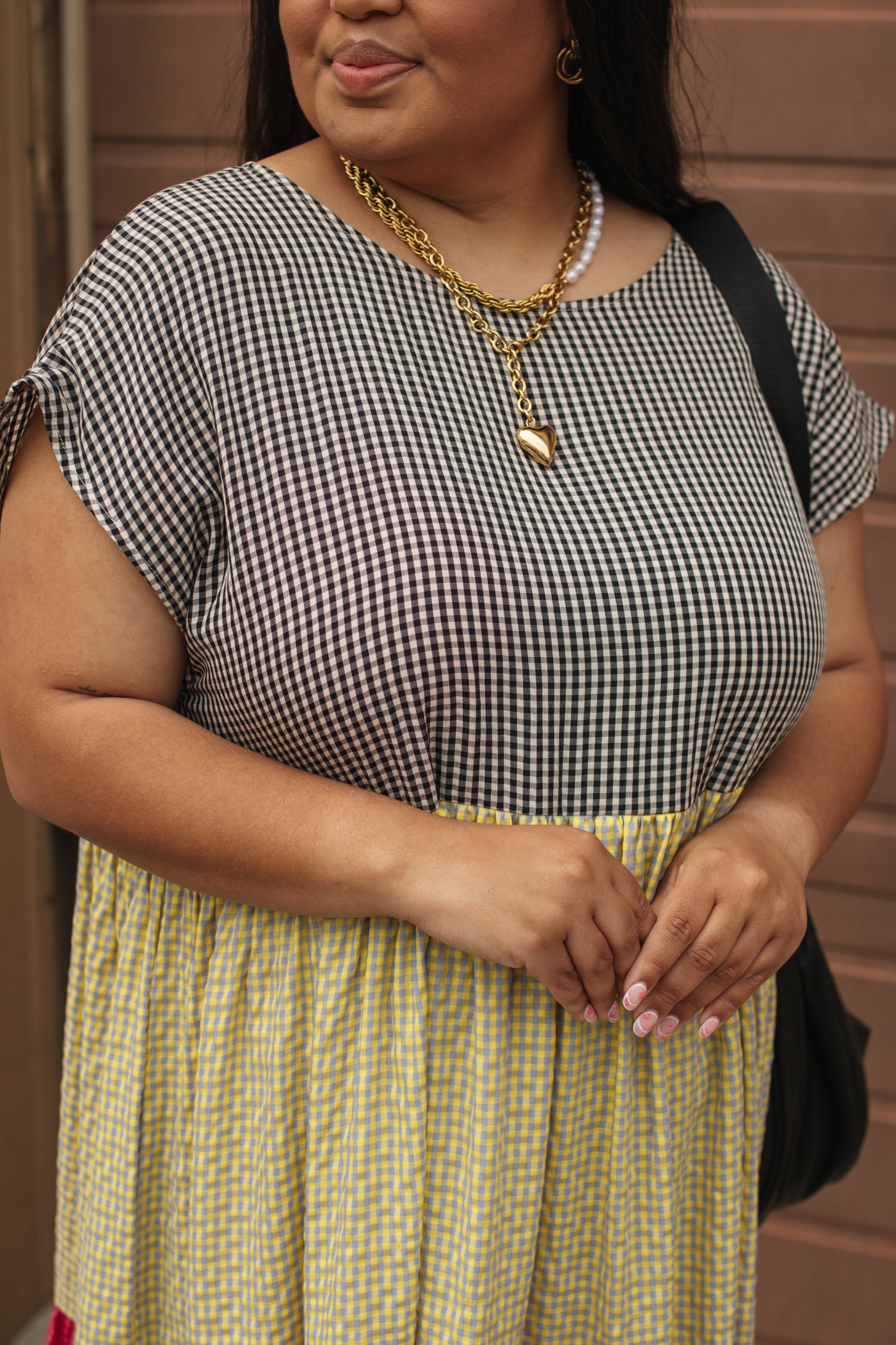 Mabel Colorblock Gingham Maxi Dress