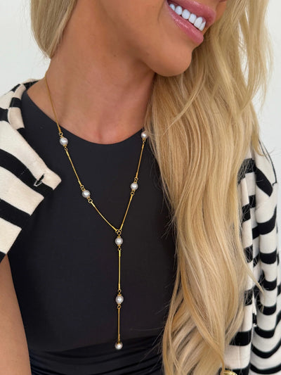 Margaret Pearl Lariat Necklace