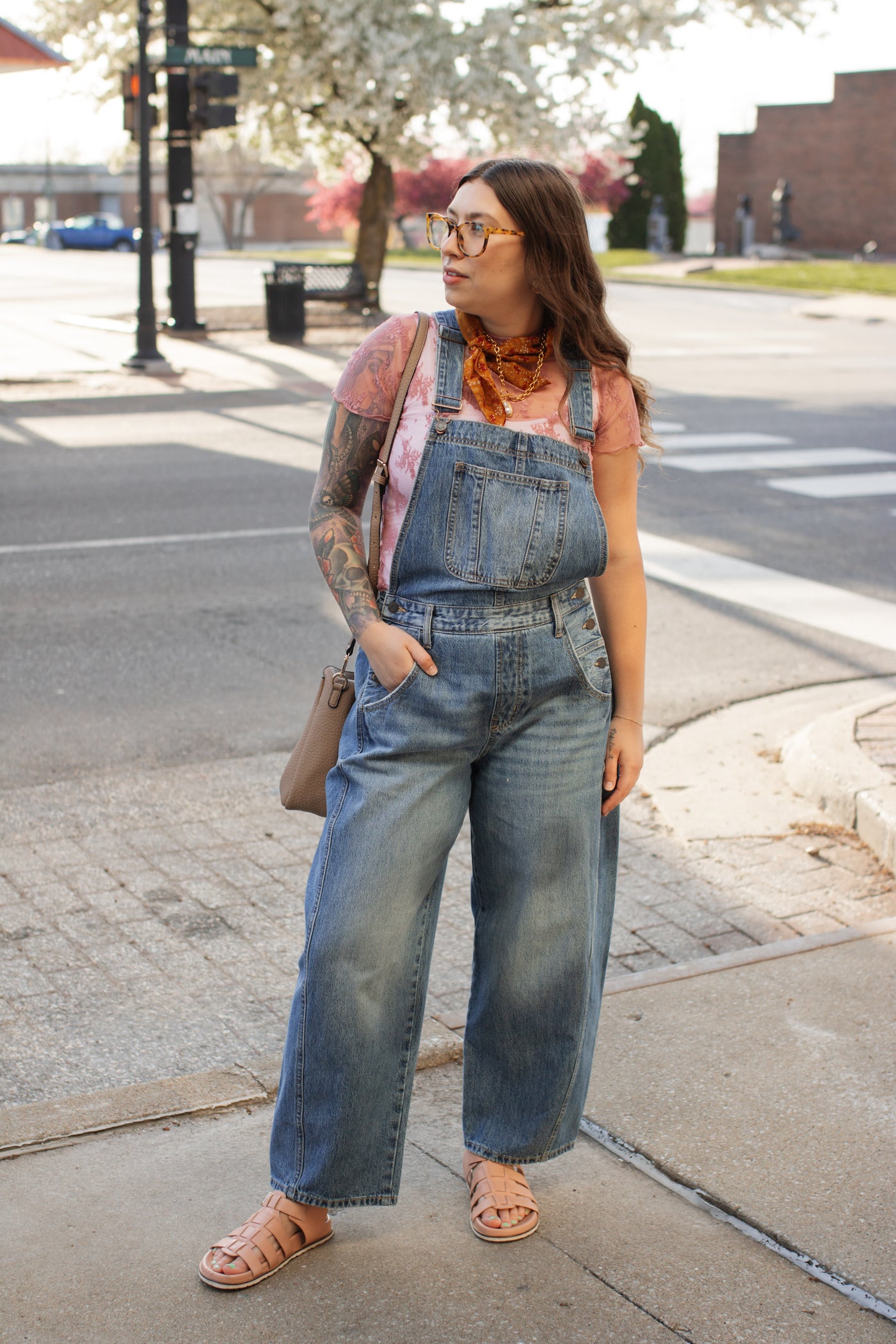 Meredith Medium Wash Barrel Overalls