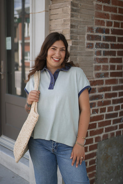 Meredith Vintage Fade Polo Top | Sage