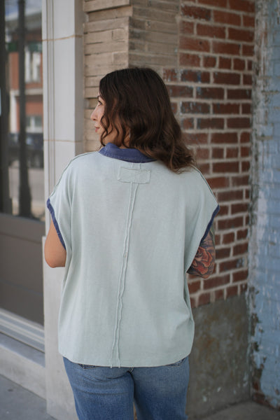 Meredith Vintage Fade Polo Top | Sage