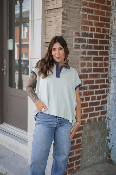 Meredith Vintage Fade Polo Top | Sage