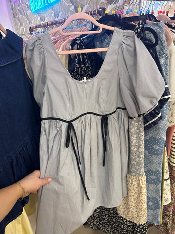 Eloise Tie Front Puff Sleeve Mini Dress