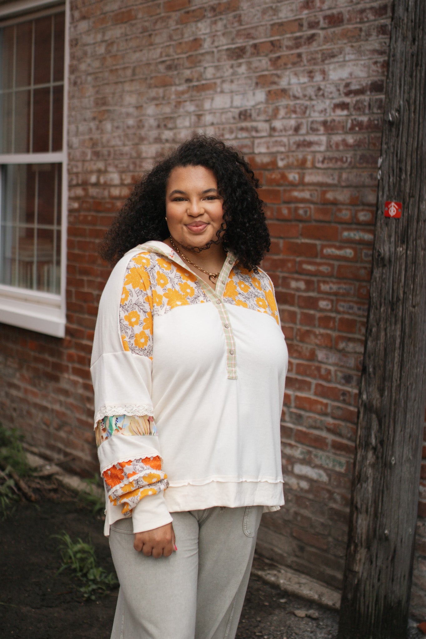 Olivia Floral Print Hooded Button Down
