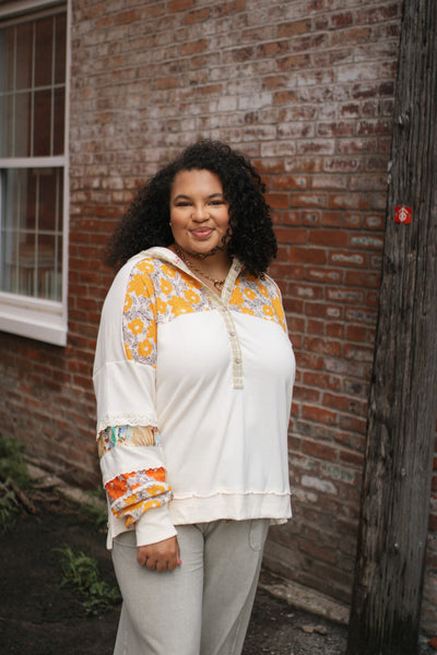 Olivia Floral Print Hooded Button Down